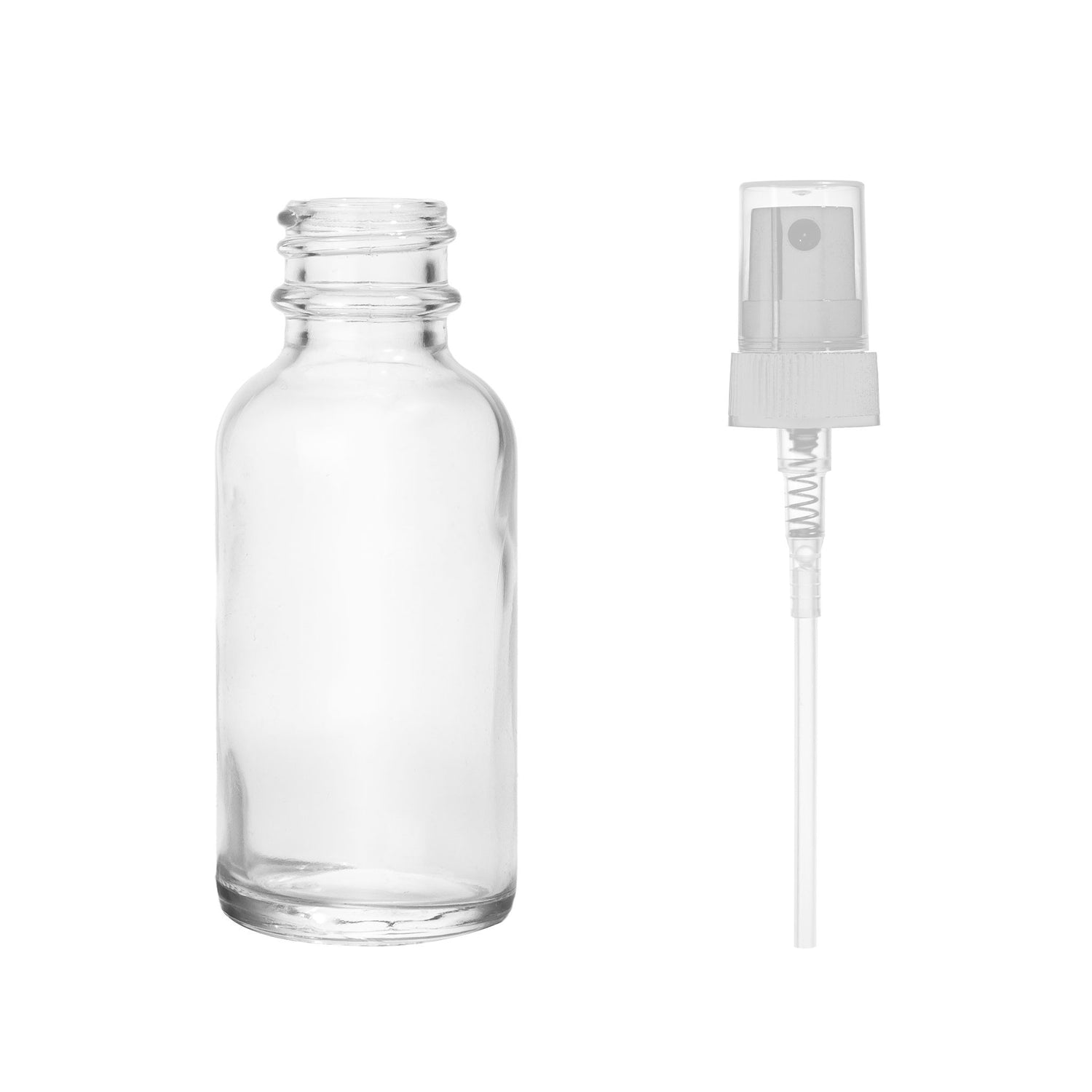 1oz Boston Round Flint + 20-400 White Fine-Mist Sprayer -- (720 Sets per Case) - Cosmetic Pack