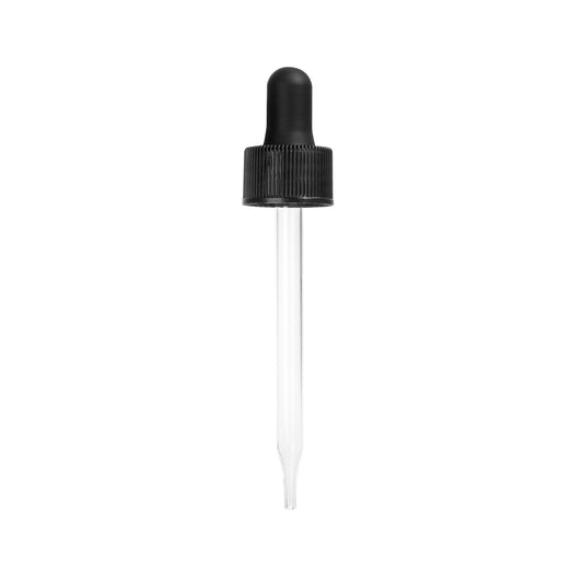 20-400 Black Glass Dropper Assembly for 1oz Boston Round (720 Pieces per Case) - Cosmetic Pack