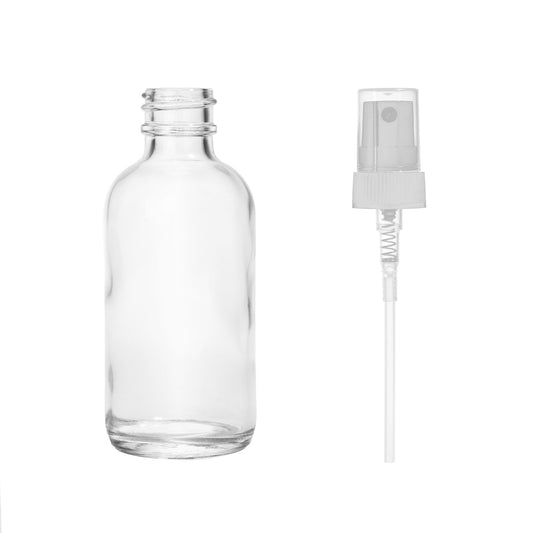 2oz Boston Round Flint + 20-400 White Fine-Mist Sprayer Set -- (720 Sets per Case) - Cosmetic Pack