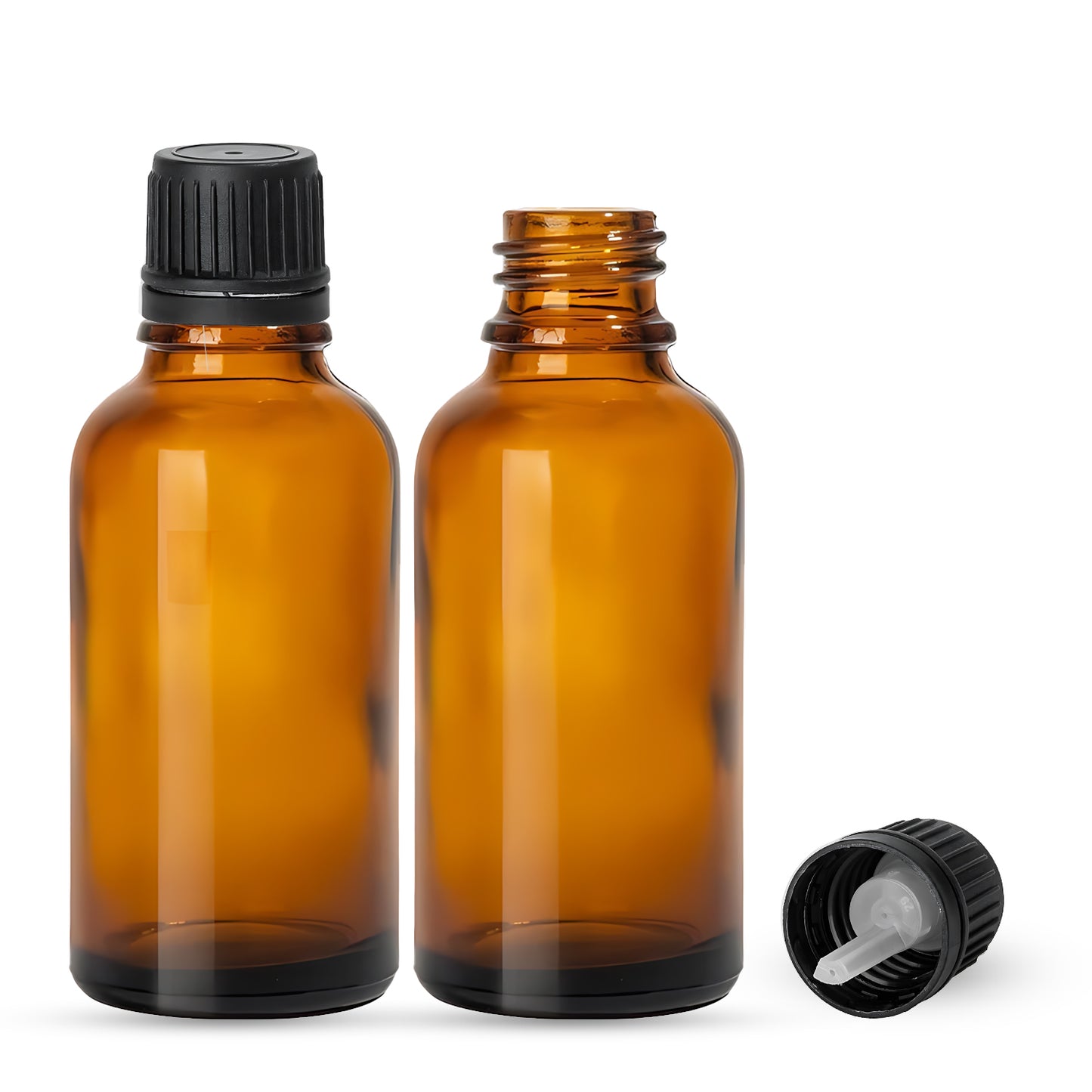 30ml Amber Euro Round + 18-415 Black Tamper-Evident Orifice Reducer Caps (312 Sets per Case)