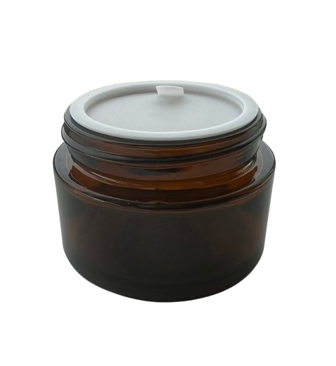 1oz 48-400 Straight-Sided Amber Cream Jar with Lid and Liner (288 Sets per Case) - Cosmetic Pack
