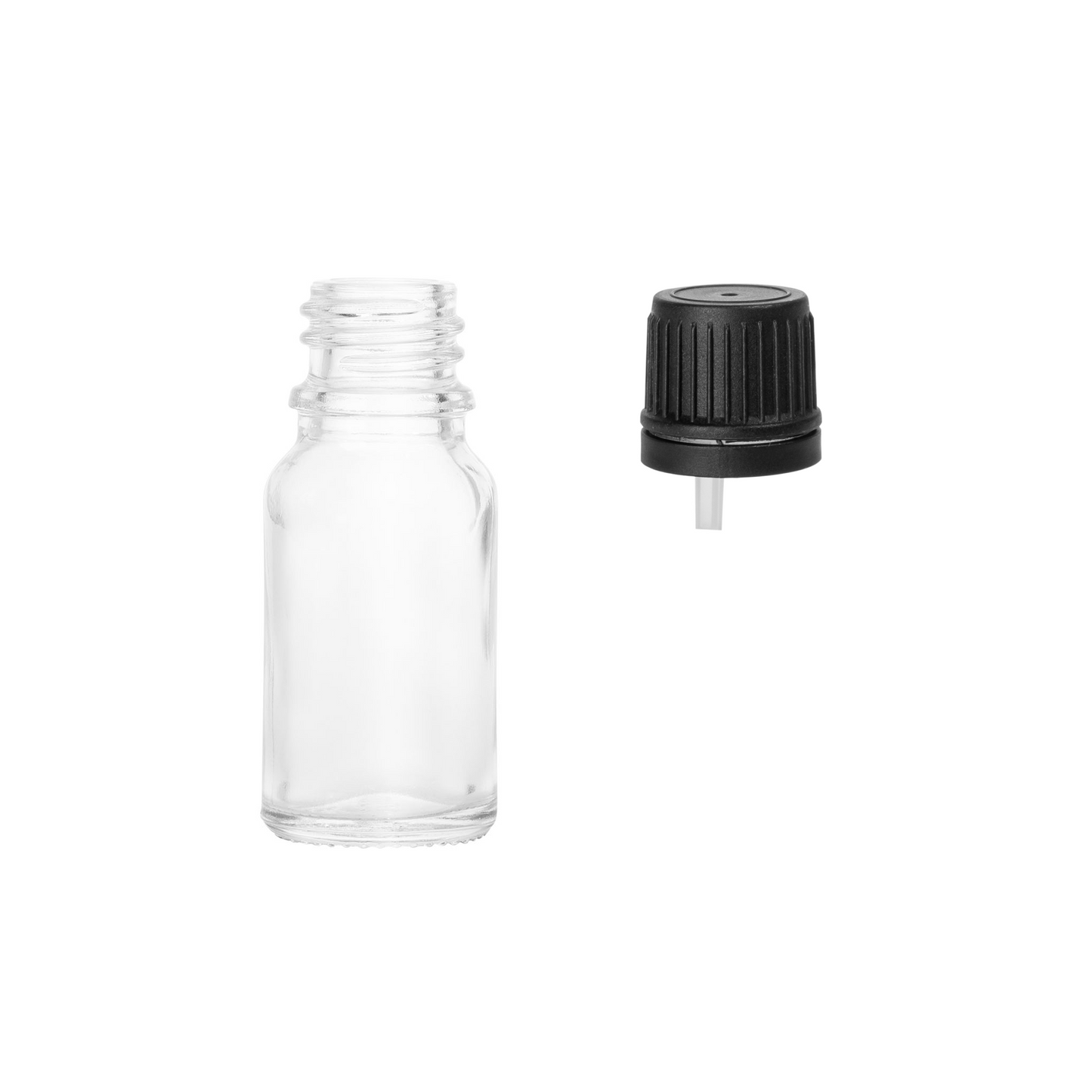 10ml Flint Euro Round + 18-415 Tamper-Evident Orifice Reducer Caps (256 Sets per Case) - Cosmetic Pack