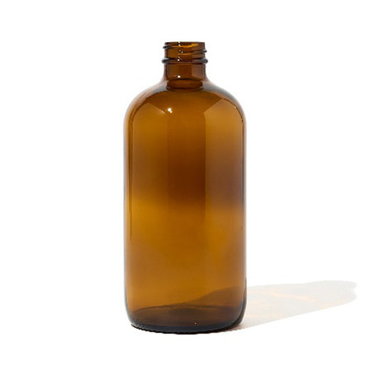 16oz Glass Amber Boston Round | 28/400 | 60 Pcs