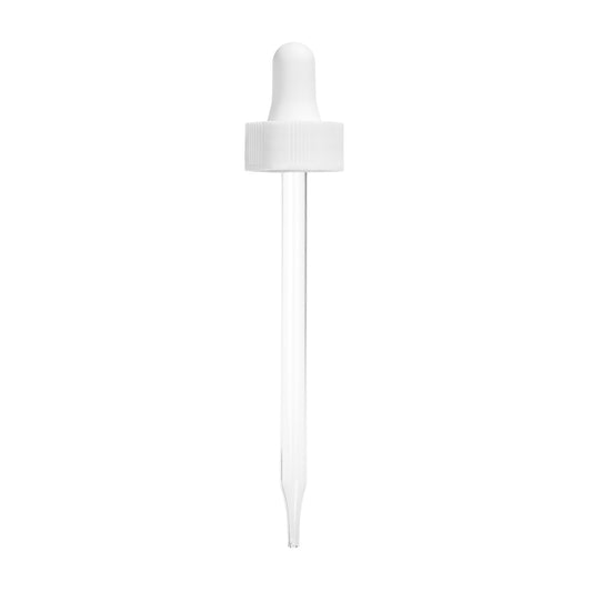 20-400 White Glass Dropper Assembly for 2oz Boston Round (480 Pieces per Case) - Cosmetic Pack
