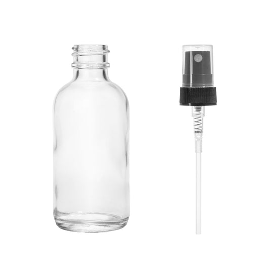 2oz Boston Round Flint + 20-400 Black Fine-Mist Sprayer Set --(720 Sets per Case) - Cosmetic Pack