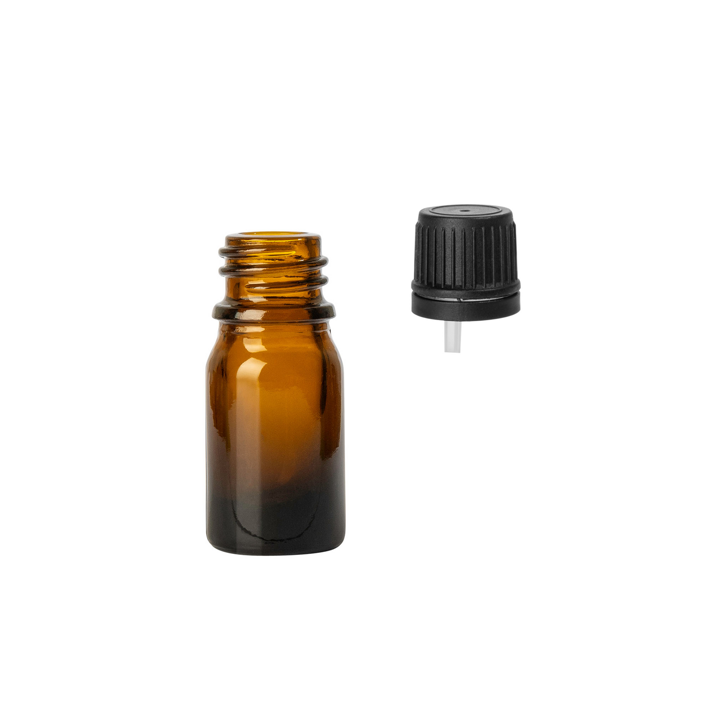 5ml Amber Euro Round + 18-415 Tamper-Evident Orifice Reducer Caps (255 Sets per Case) - Cosmetic Pack