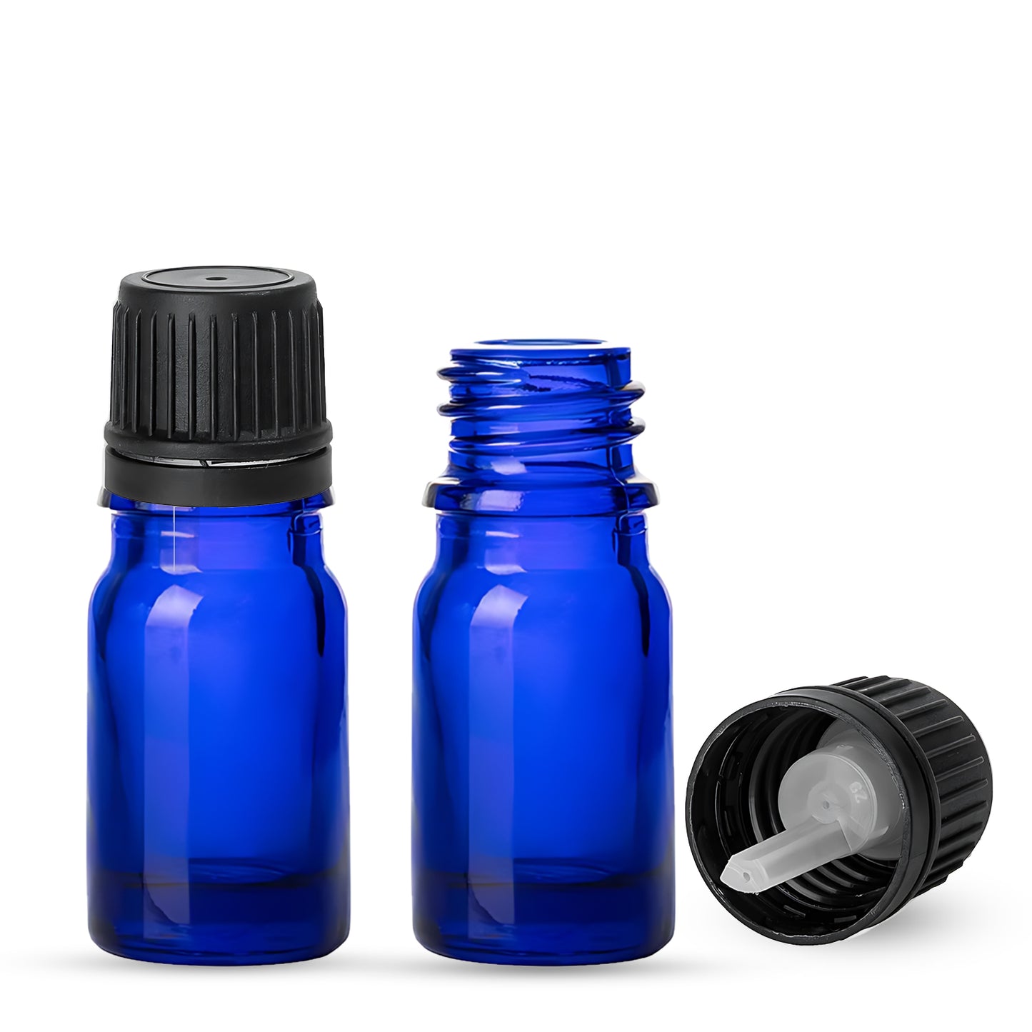 5ml Cobalt Blue Euro Round + 18-415 Tamper-Evident Orifice Reducer Caps (255 Sets per Case) - Cosmetic Pack