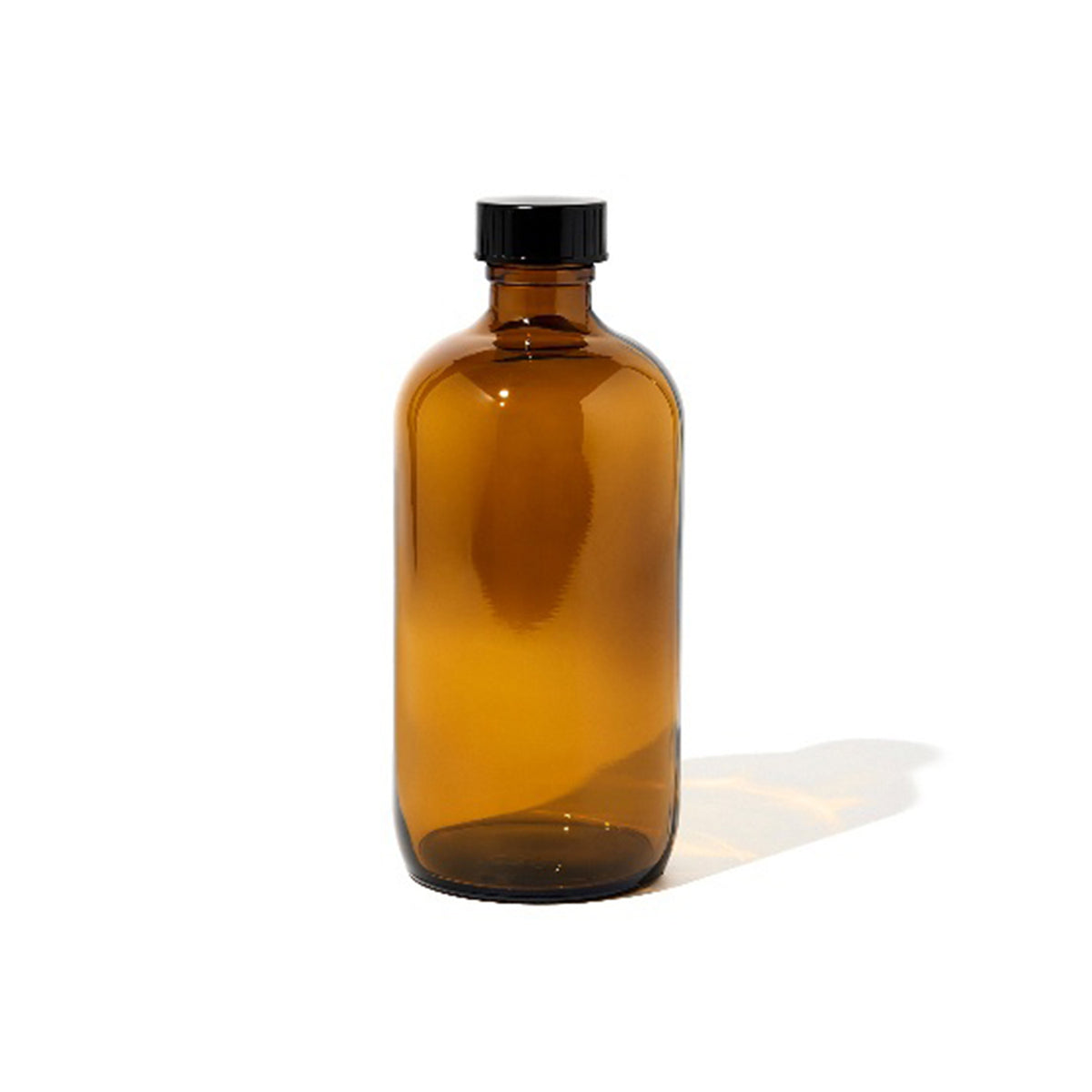 8oz Amber Glass Boston Round | 24/400 Black Screw Cap | 96 Pcs