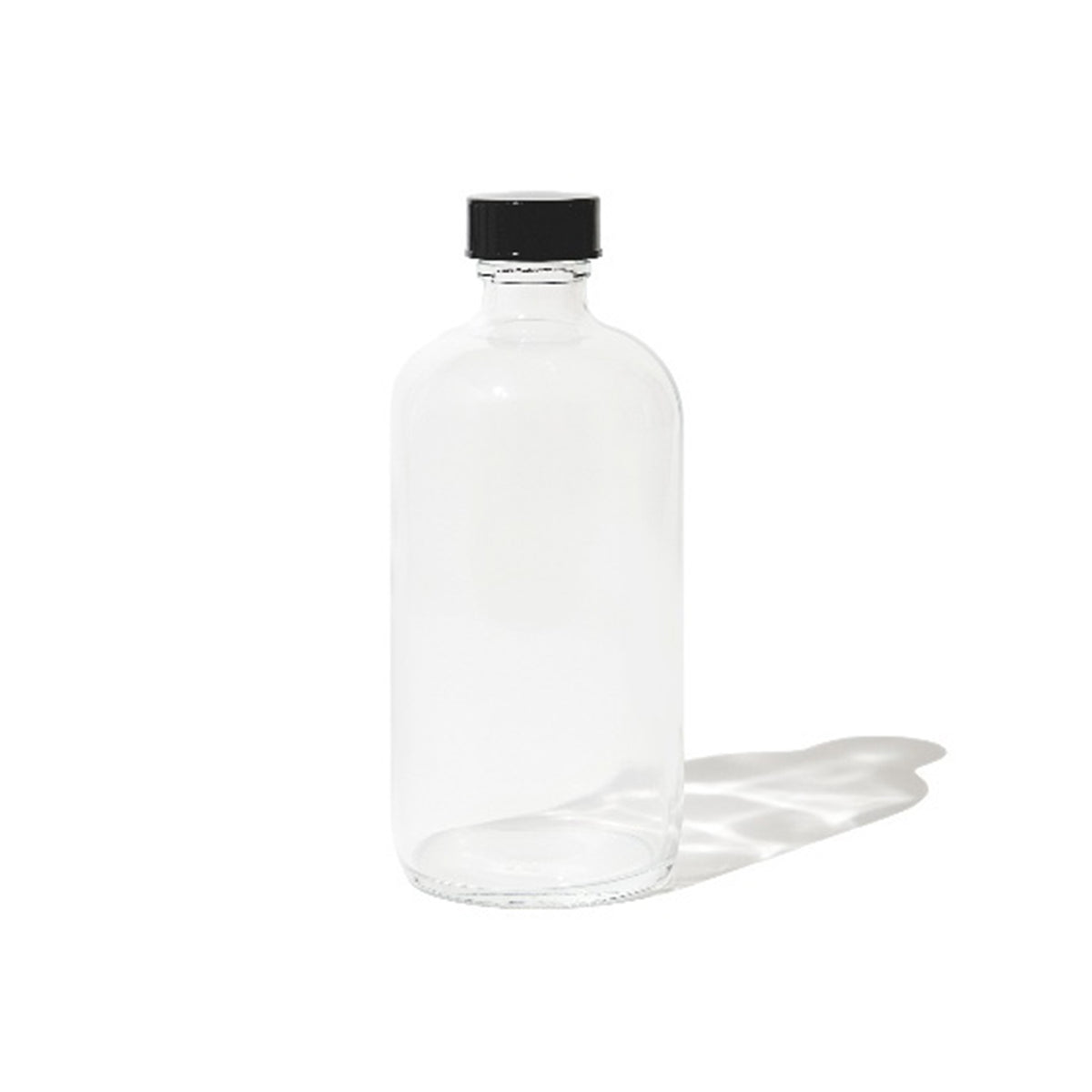 8oz Clear Glass Boston Round | 24/400 Black Screw Cap | 96 Pcs