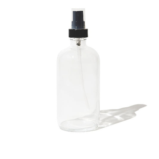 8oz Clear Glass Boston Round | 24/400 Black Fine-Mist Sprayer | 96 Pcs