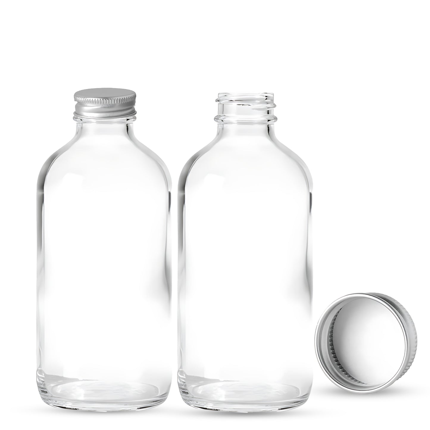 8oz Clear Boston Round +  Aluminum Cap