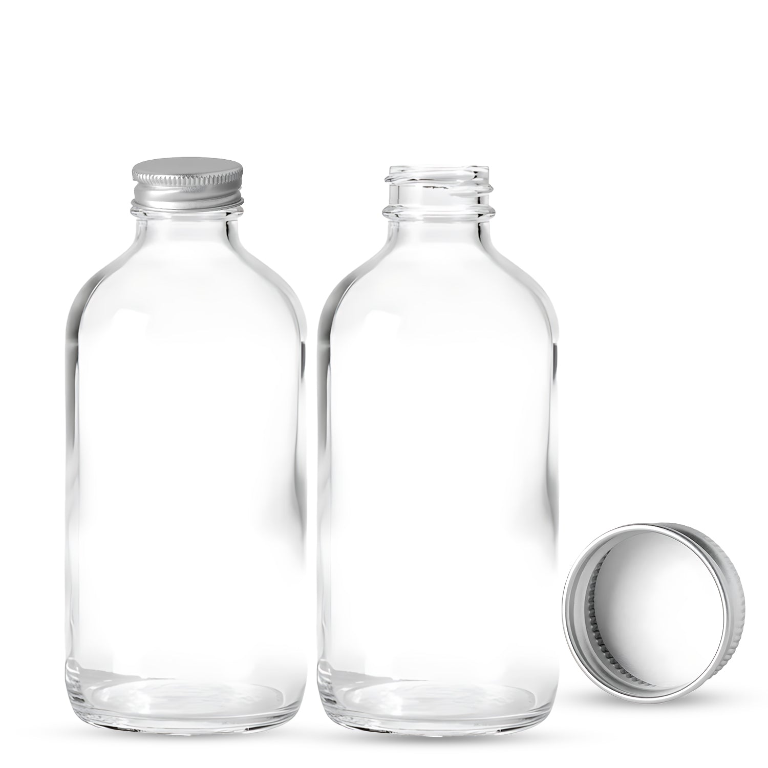 8oz Clear Boston Round +  Aluminum Cap