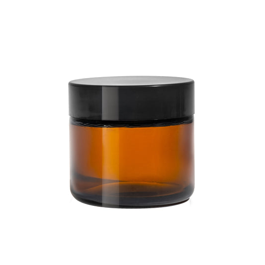 2oz Amber Cream Jar with Lid and Liner (120 Sets per Case) - Cosmetic Pack